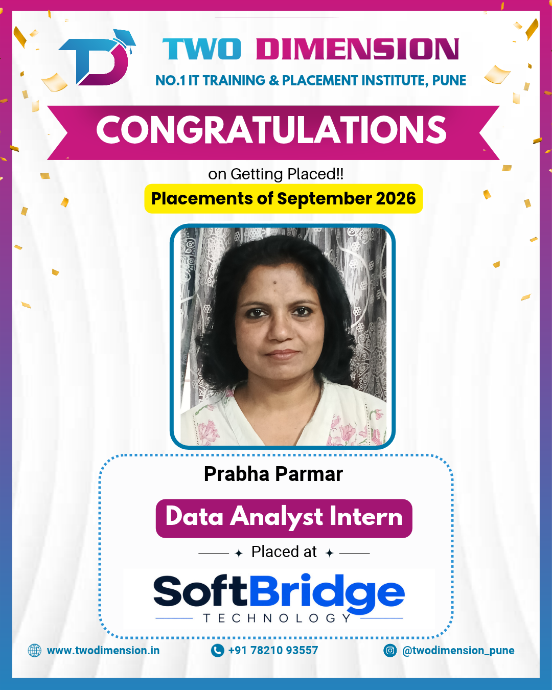 Two Dimension Placed Student - Prabha Parmar