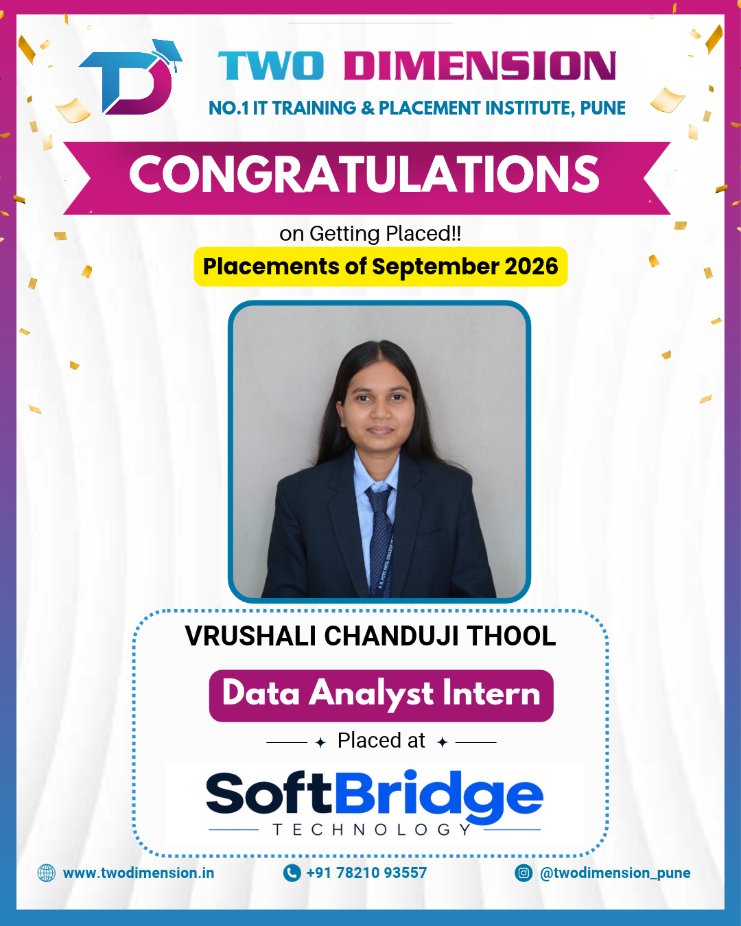 Two Dimension Placed Student - VRUSHALI CHANDUJI THOOL